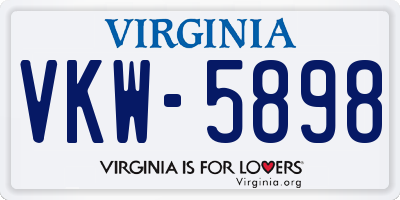 VA license plate VKW5898