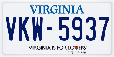 VA license plate VKW5937