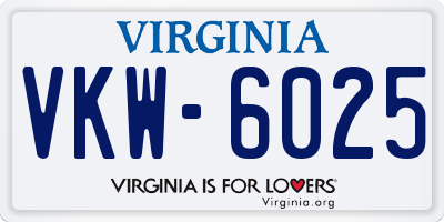 VA license plate VKW6025
