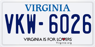 VA license plate VKW6026