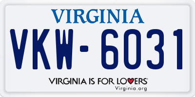 VA license plate VKW6031