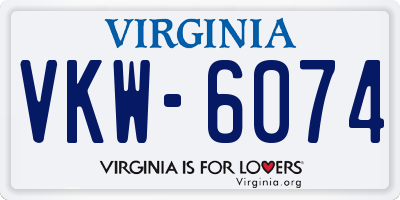 VA license plate VKW6074