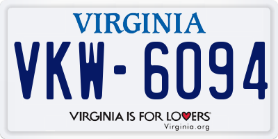 VA license plate VKW6094