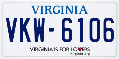 VA license plate VKW6106