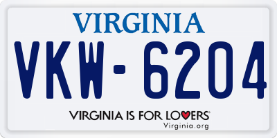 VA license plate VKW6204