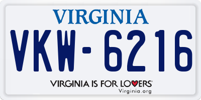 VA license plate VKW6216