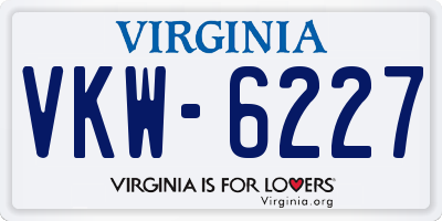 VA license plate VKW6227