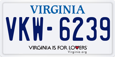 VA license plate VKW6239