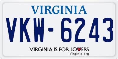 VA license plate VKW6243