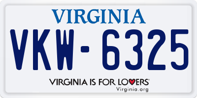 VA license plate VKW6325