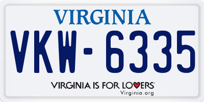 VA license plate VKW6335