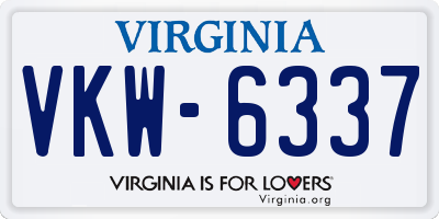 VA license plate VKW6337