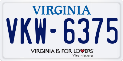 VA license plate VKW6375