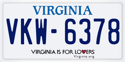 VA license plate VKW6378