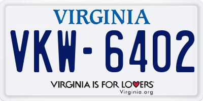 VA license plate VKW6402