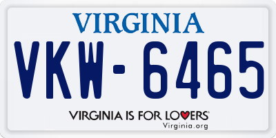 VA license plate VKW6465