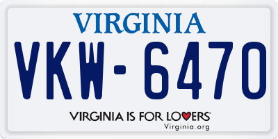 VA license plate VKW6470