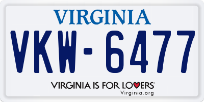 VA license plate VKW6477