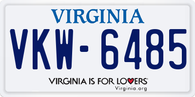 VA license plate VKW6485