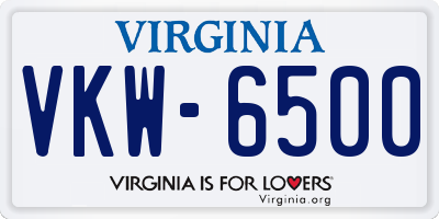 VA license plate VKW6500
