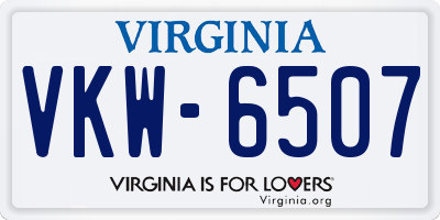 VA license plate VKW6507