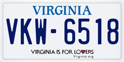 VA license plate VKW6518