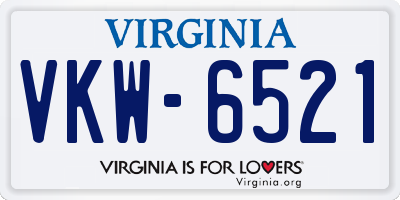 VA license plate VKW6521