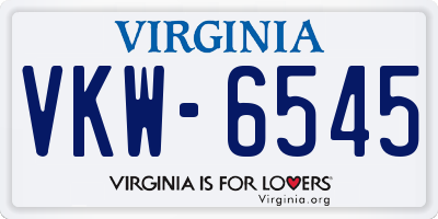 VA license plate VKW6545