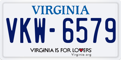VA license plate VKW6579