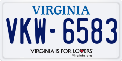VA license plate VKW6583