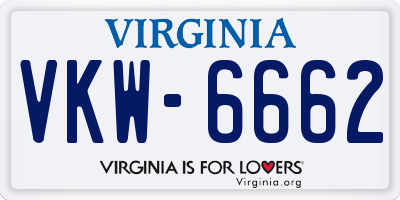 VA license plate VKW6662