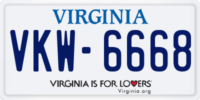 VA license plate VKW6668