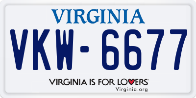 VA license plate VKW6677