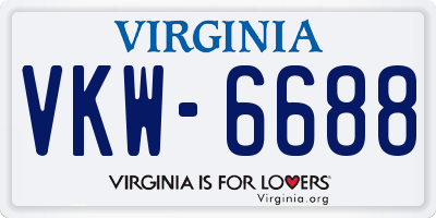 VA license plate VKW6688