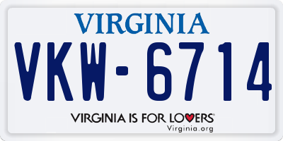 VA license plate VKW6714