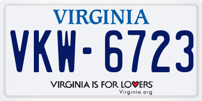 VA license plate VKW6723