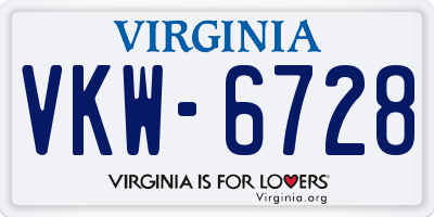 VA license plate VKW6728