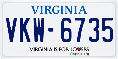 VA license plate VKW6735