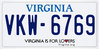 VA license plate VKW6769