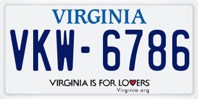 VA license plate VKW6786