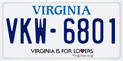 VA license plate VKW6801