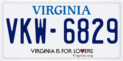 VA license plate VKW6829
