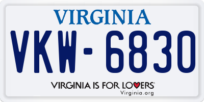 VA license plate VKW6830