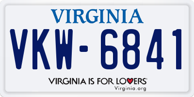 VA license plate VKW6841