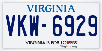 VA license plate VKW6929