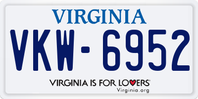 VA license plate VKW6952