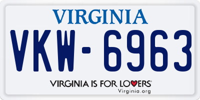 VA license plate VKW6963