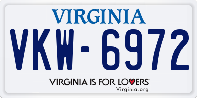 VA license plate VKW6972