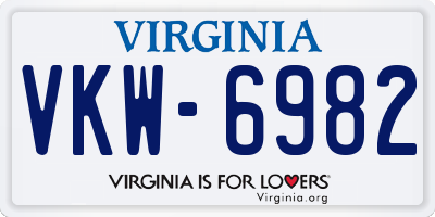 VA license plate VKW6982
