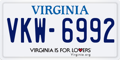 VA license plate VKW6992